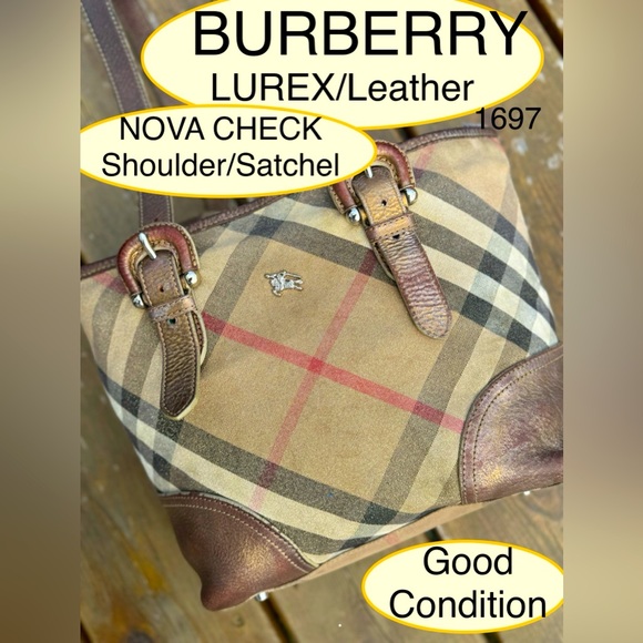 BURBERRY LUREX Leather/Canvas NOVA CHECK SATCHEL/Shoulder BAG! Good Condition🔥 - Picture 1 of 16